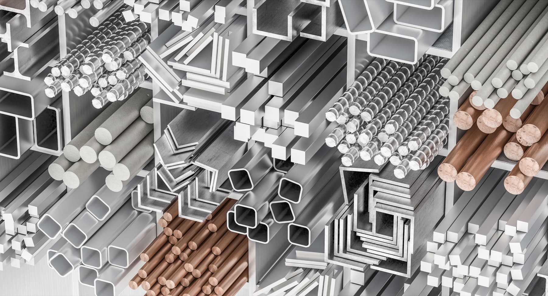Industrial metal profiles and bars protected by MP55